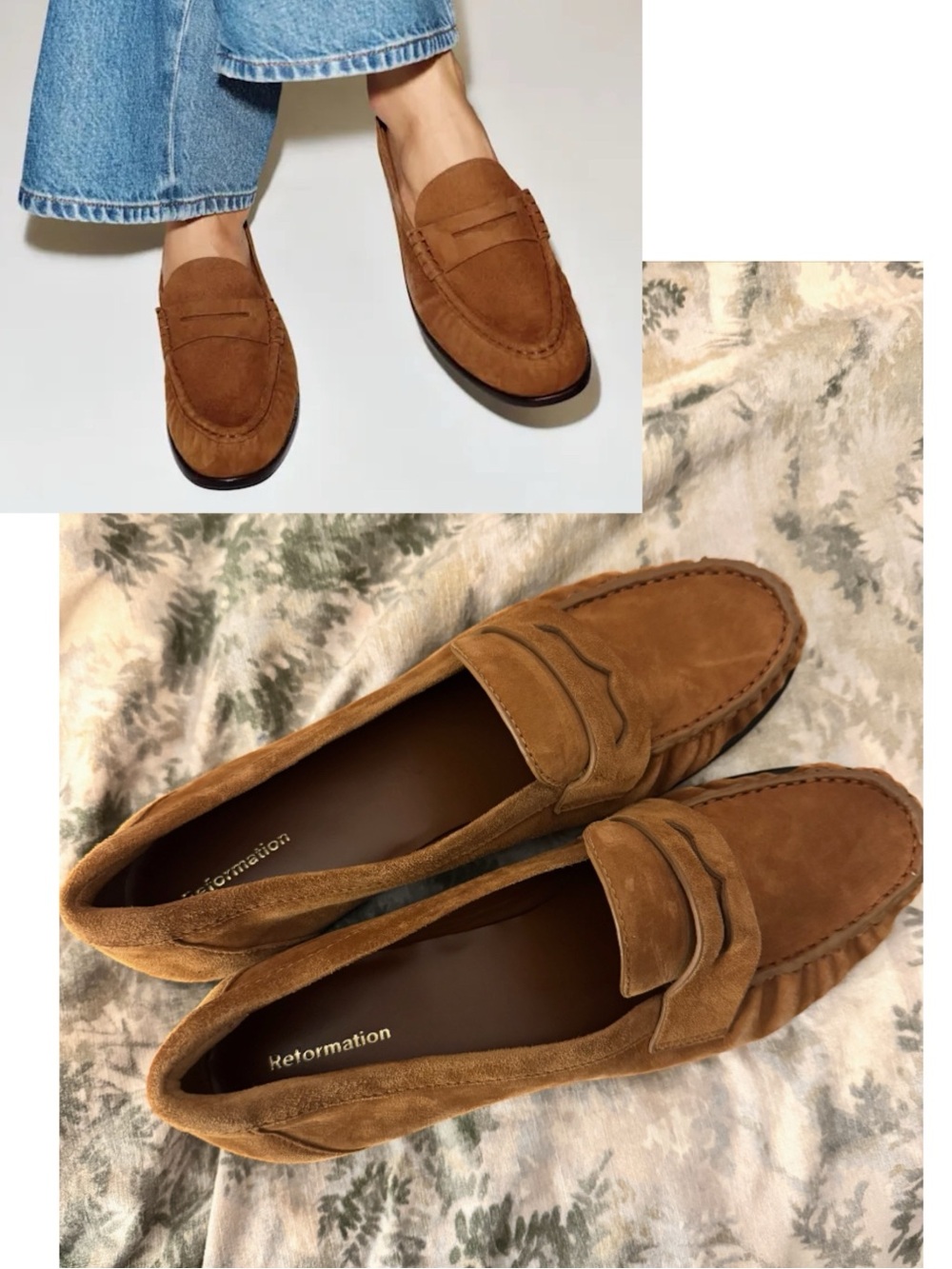 NWOT Reformation Francine Suede Penny Loafers